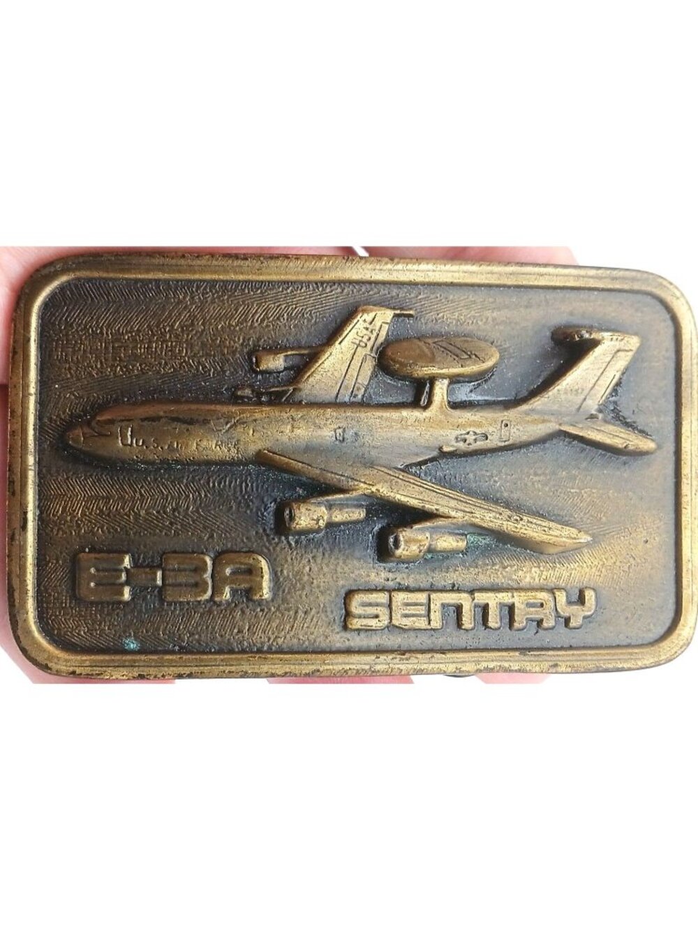 Belt Buckle 1980s USAF Boeing E-3A Sentry Airplane Magicast Co Displayed Only J3